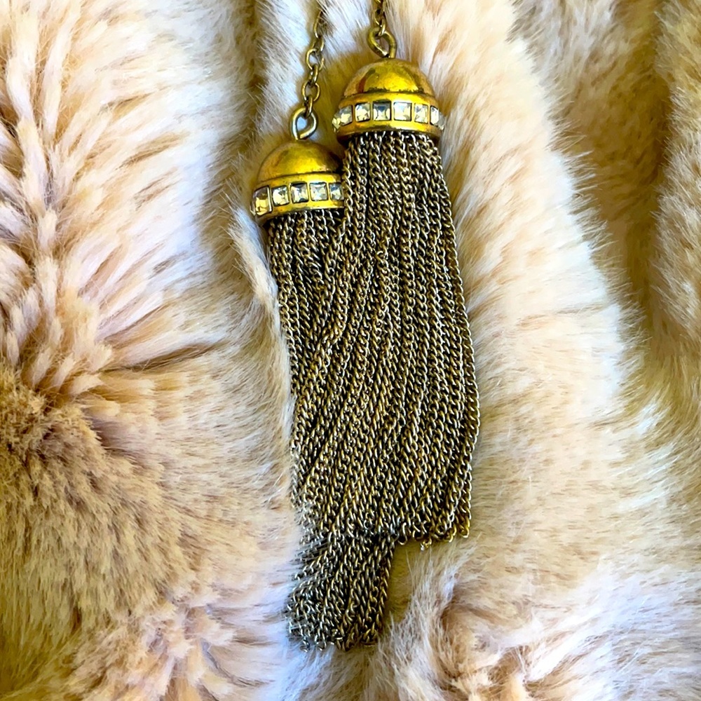 J. Crew Long Crystal Double Tassel Necklace